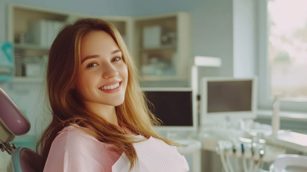 Happy Woman At Dental Clinic