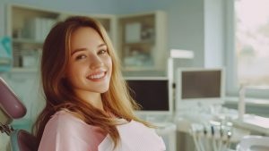 Happy Woman At Dental Clinic